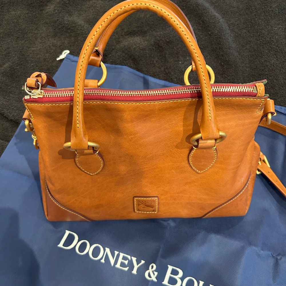 Dooney & Bourke Florentine Leather Satchel with Crossbody Strap - Natural - Picture 2 of 9